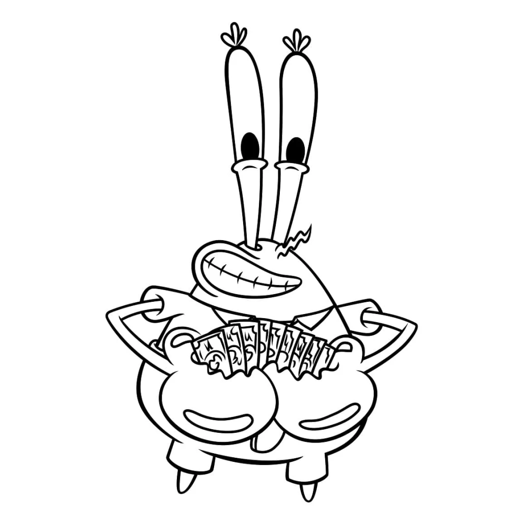 Desenho de Seu Siriguejo Com Dinheiro para colorir e imprimir grátis
