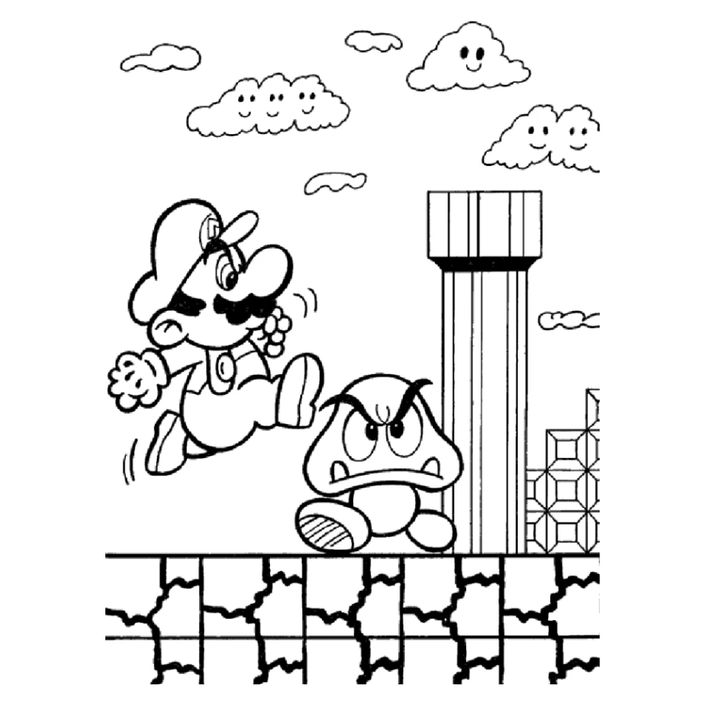 Desenho de Super Mario para colorir e imprimir grátis