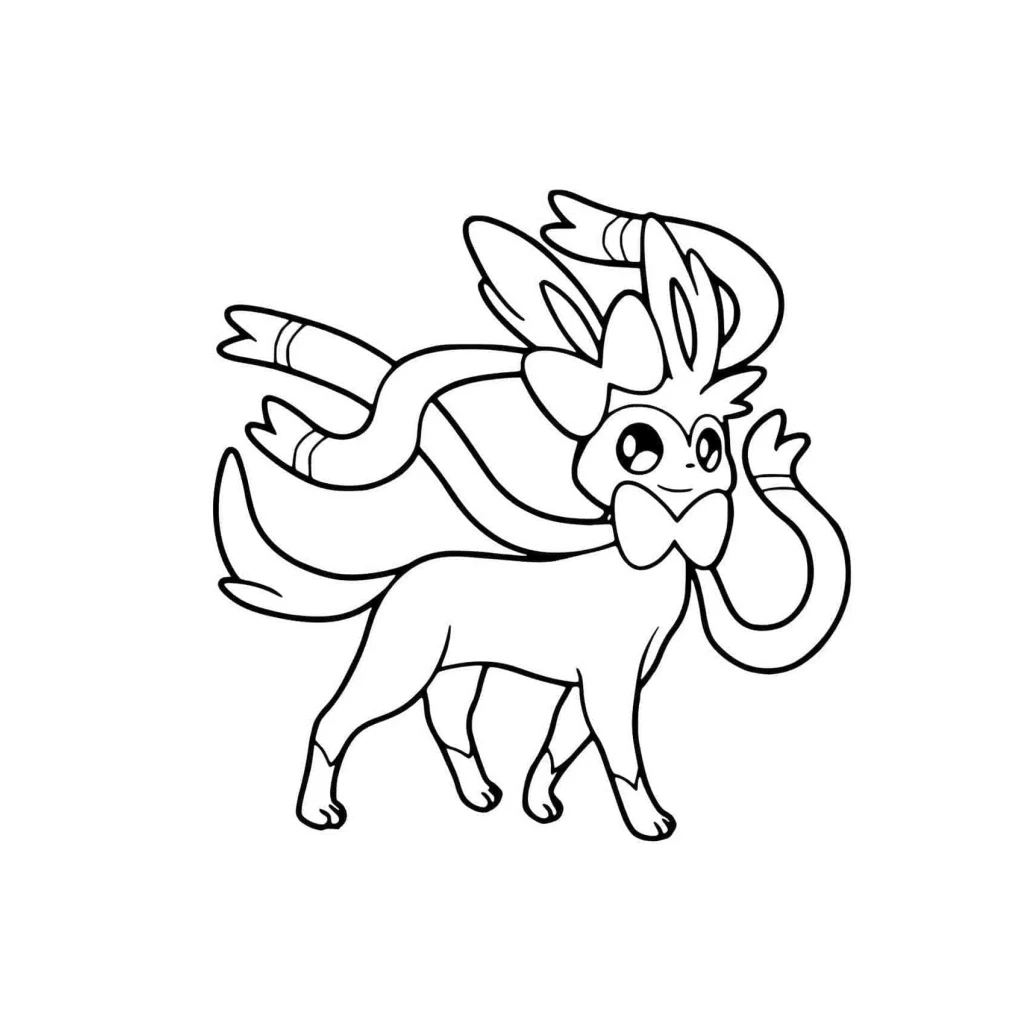 Kawaii Sylveon coloring page to print for free