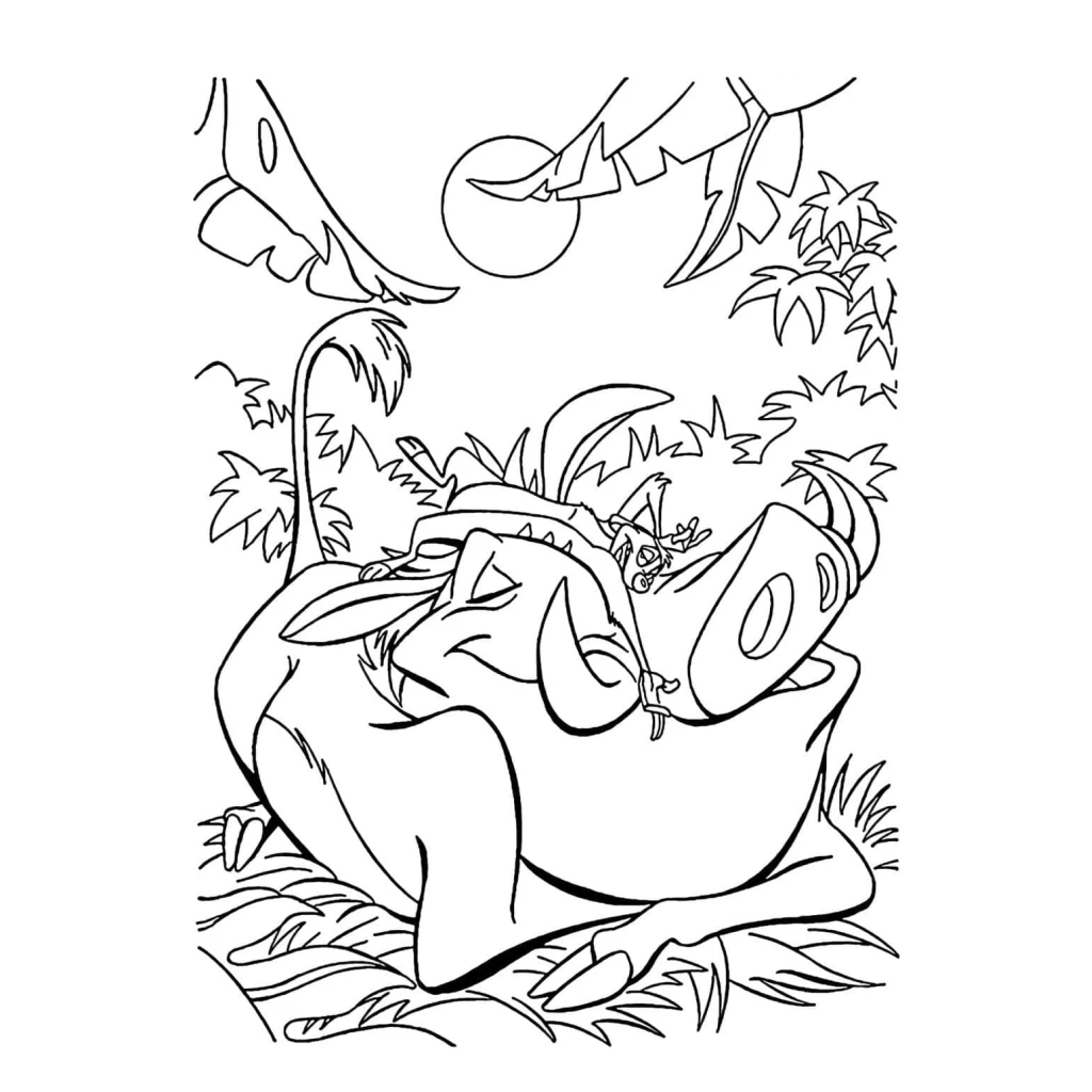 Desenho de Timão E Pumba Preguiçosos para colorir e imprimir grátis