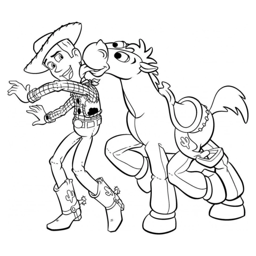 Desenho de Woody E Do Bullseye De Toy Story para colorir e imprimir grátis