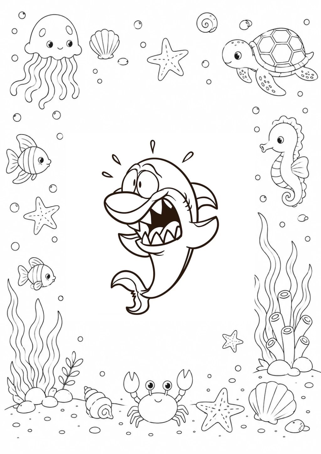 Dibujo de Tiburón Y Amigos Del Mar para colorear e imprimir gratis