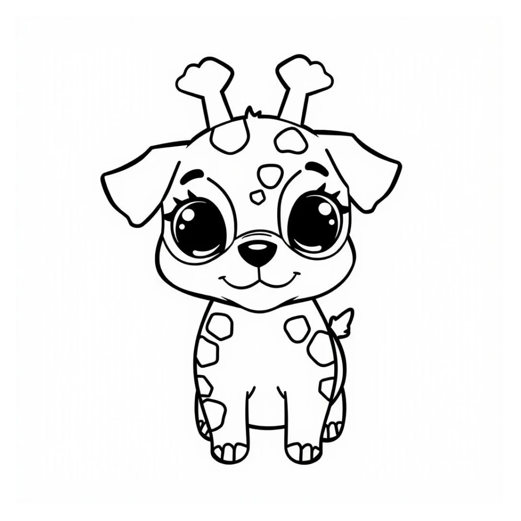 Desenho de Bichinho Fofo Metade Cachorro Metade Girafa para colorir e imprimir grátis