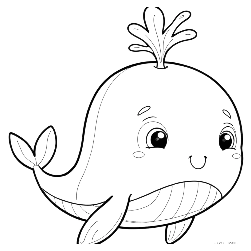 Happy Whale coloring page to print for free