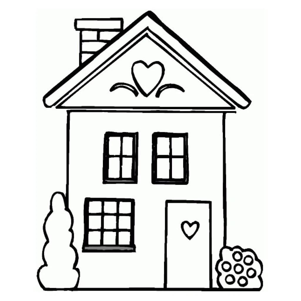 Desenho de Uma Casa Com Coração para colorir e imprimir grátis