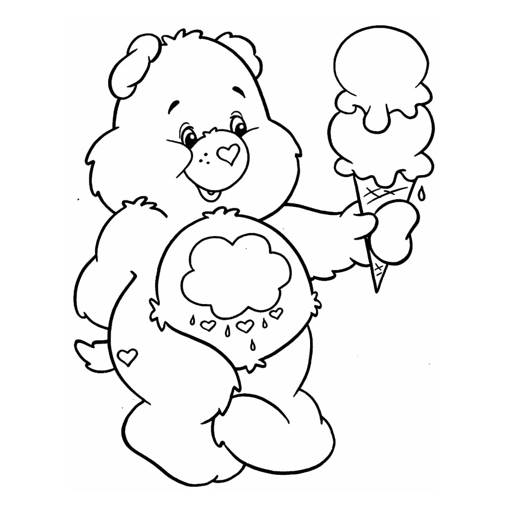 Desenho de Ursinho Carinhoso Com Sorvete para colorir e imprimir grátis