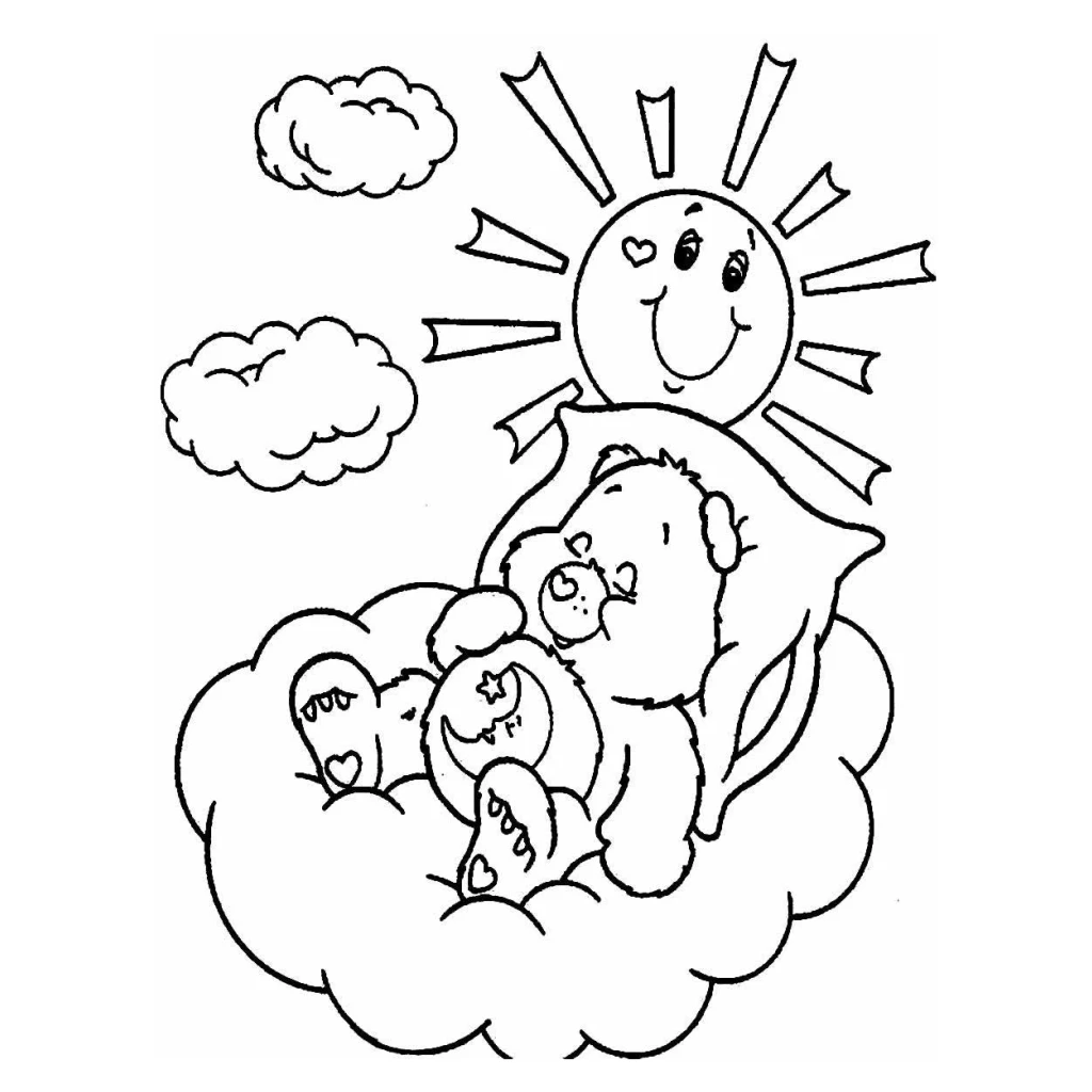 Desenho de Urso Dormindo Nas Nuvens para colorir e imprimir grátis
