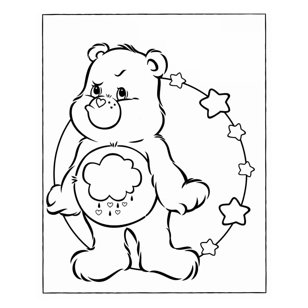 Desenho de Urso Carinhoso meio nervosinho para colorir e imprimir grátis