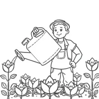 Agricultor Regando Plantas
