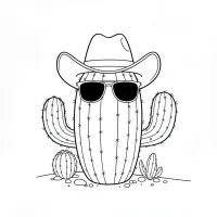 Cacto Com Chapéu De Cowboy E Óculos De Sol