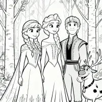 Personagens De Frozen na floresta