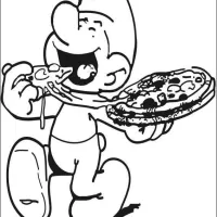 Smurf Com Pizza