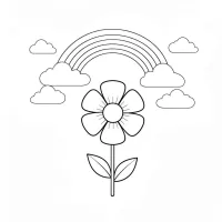 Uma Flor Com ArcoÍris E Nuvens