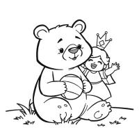 Urso E Princesa brincando com uma bola